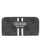 GUESS Damen-Geldbörse mit Rundum-Reißverschluss, Laurel II-Linie, Kohle-Logofarbe