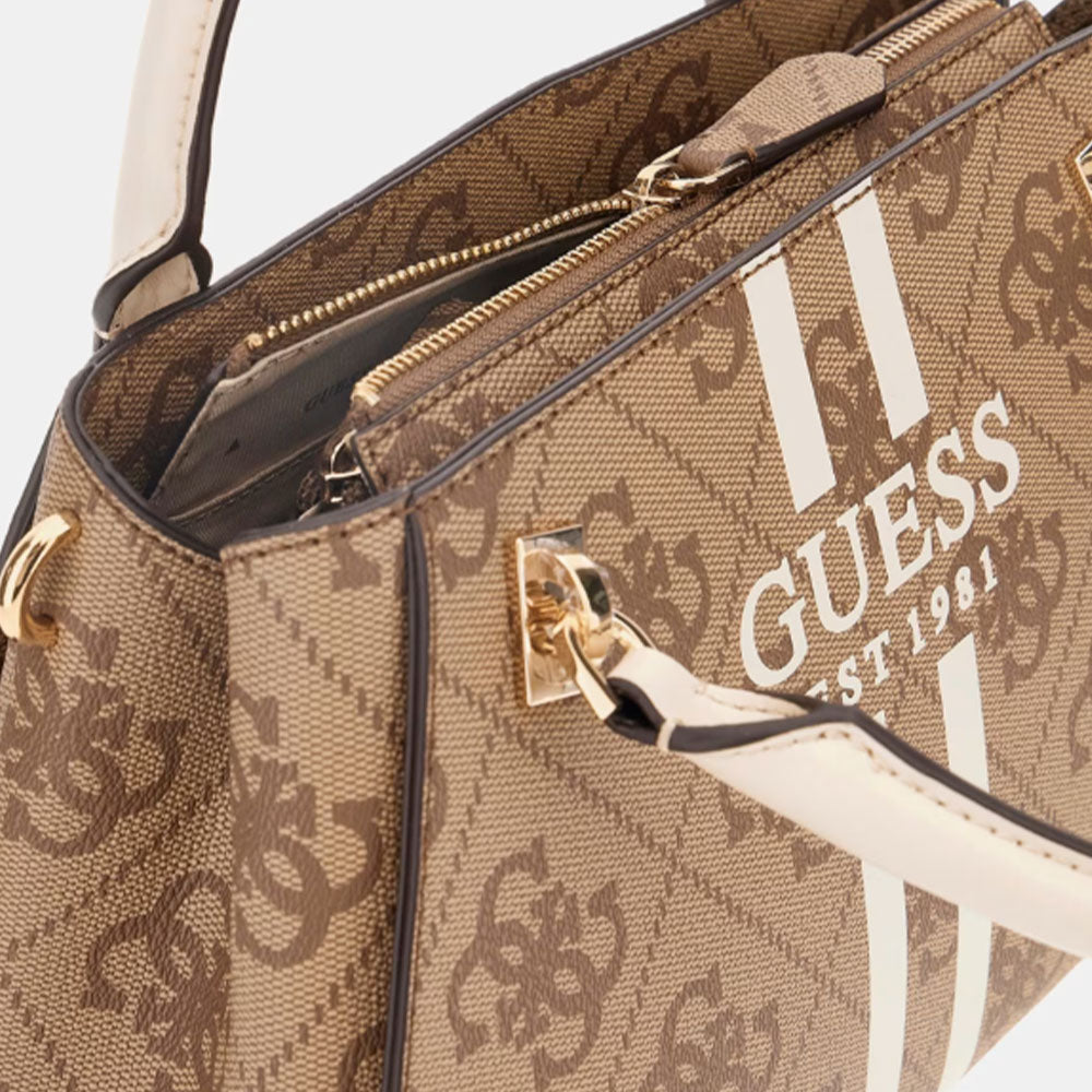 Borsa Donna a Mano GUESS Linea Noelle Colore Latte Logo con Logo Frontale