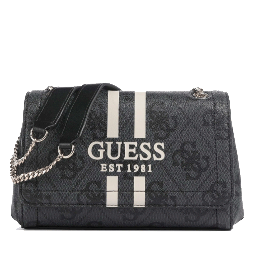 GUESS Damen Umhängetasche Noelle Line Farbe Coal Logo