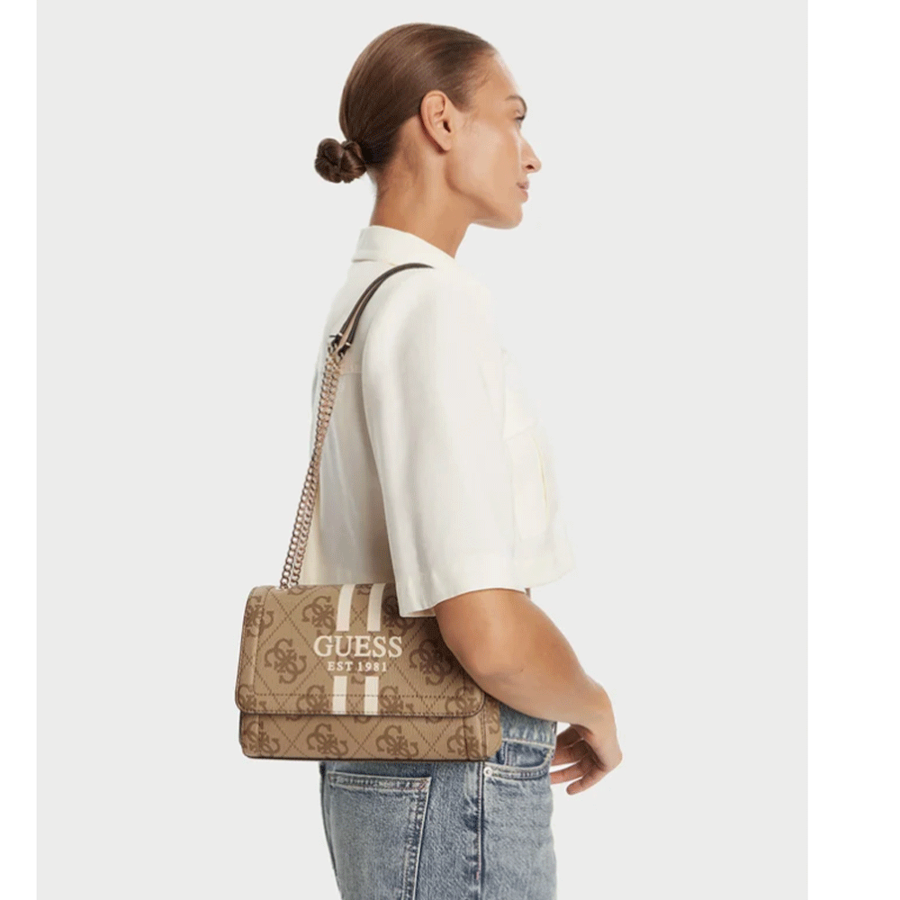 Borsa Donna a Tracolla GUESS Linea Noelle colore Latte Logo