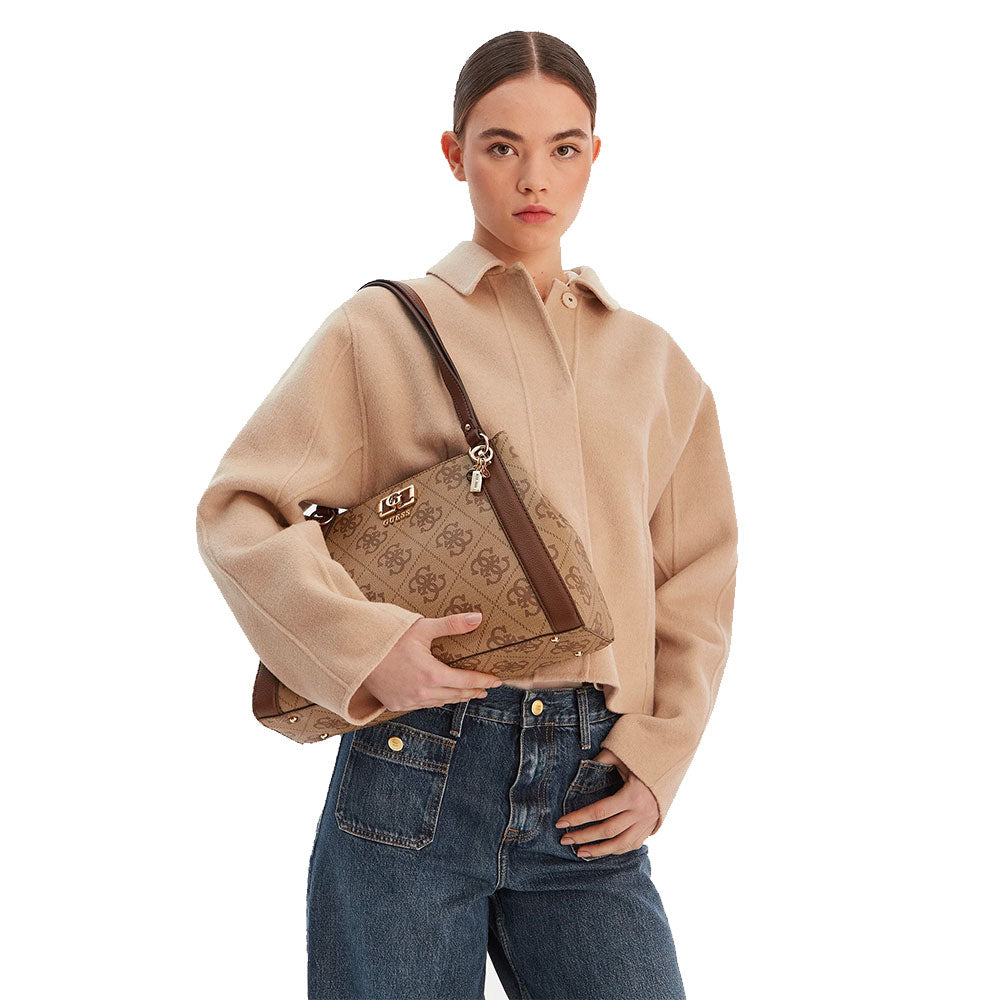 Borsa Donna Shopper a Spalla GUESS Linea Karnilla Colore Latte Logo - Brown