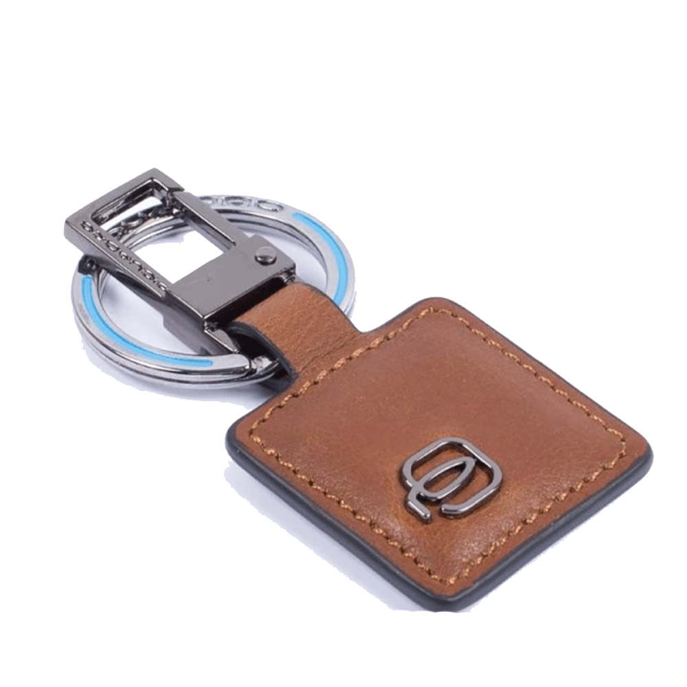 Portachiavi Uomo con Anello e Moschettone PIQUADRO in Pelle Cuoio linea Black Square- PC3757B3