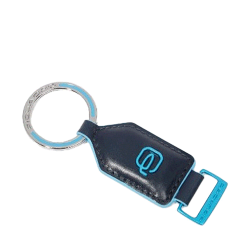Portachiavi Uomo con Moschettone PIQUADRO in Pelle Blu Linea Blue Square - PC6565B2