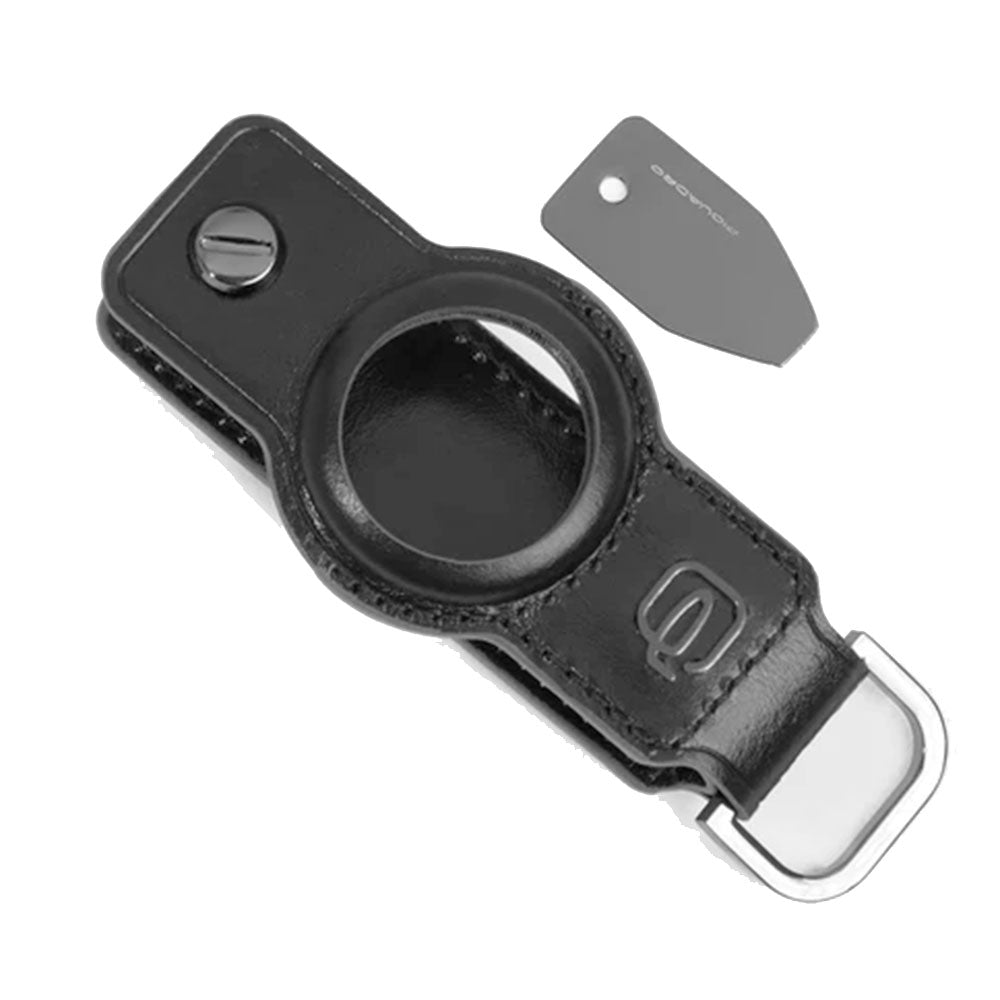 Portachiavi Uomo Per AirTag e CONNEQU 4.0 PIQUADRO in Pelle Nera Linea Blue Square - PC7090B2