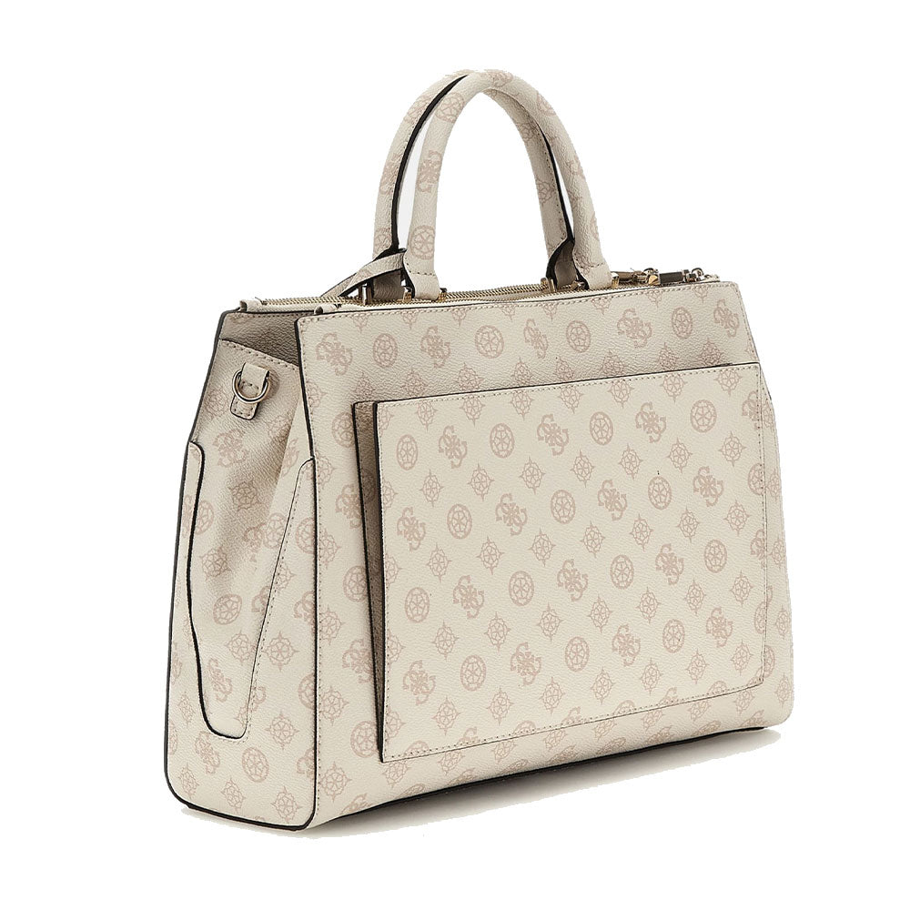 GUESS Damenhandtasche Nelka Line Farbe Creme Logo