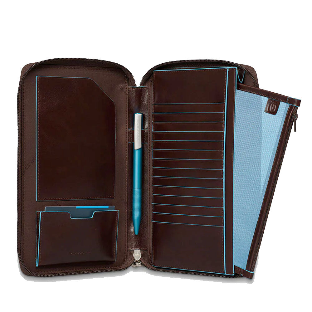 Porta Documenti da Viaggio PIQUADRO In Pelle Mogano Linea lue Square - PP3246B2