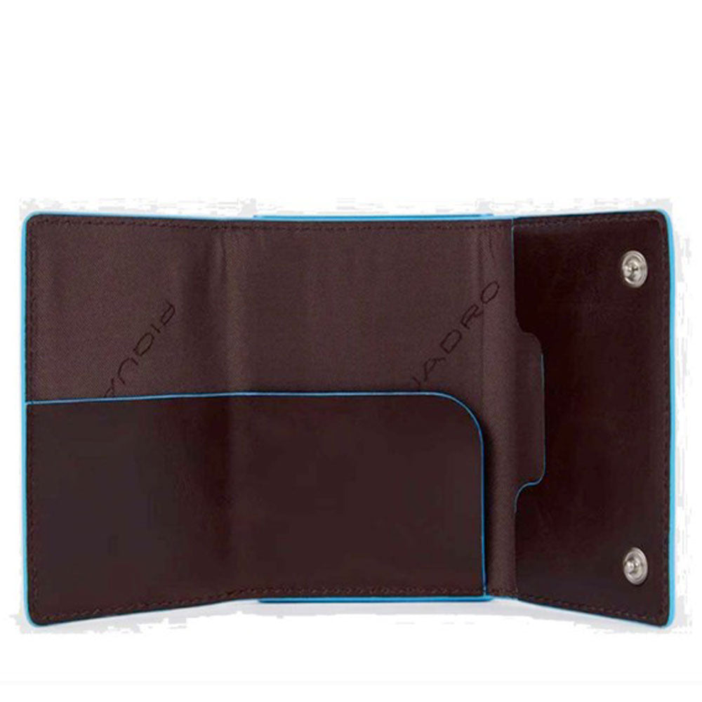 Portacarte PIQUADRO in Pelle e Alluminio con RFID Colore Mogano Linea Blue Square - PP4891B2BLR