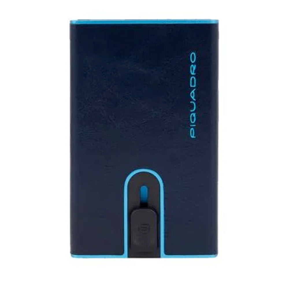 Portacarte PIQUADRO in Pelle e Alluminio con RFID Colore Blu Linea Blue Square - PP4891B2BLR