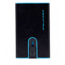 Portacarte PIQUADRO in Pelle e Alluminio con RFID Colore Nero Linea Blue Square - PP4891B2BLR