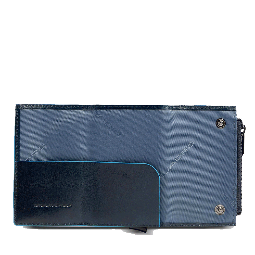Portacarte PIQUADRO in Pelle e Alluminio con RFID Colore Blu Linea Blue Square - PP5585B2BLR