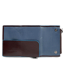 Portacarte PIQUADRO in Pelle e Alluminio con RFID Colore Mogano Linea Blue Square - PP5585B2BLR