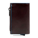 Portacarte PIQUADRO in Pelle e Alluminio con RFID Colore Mogano Linea Blue Square - PP5585B2BLR