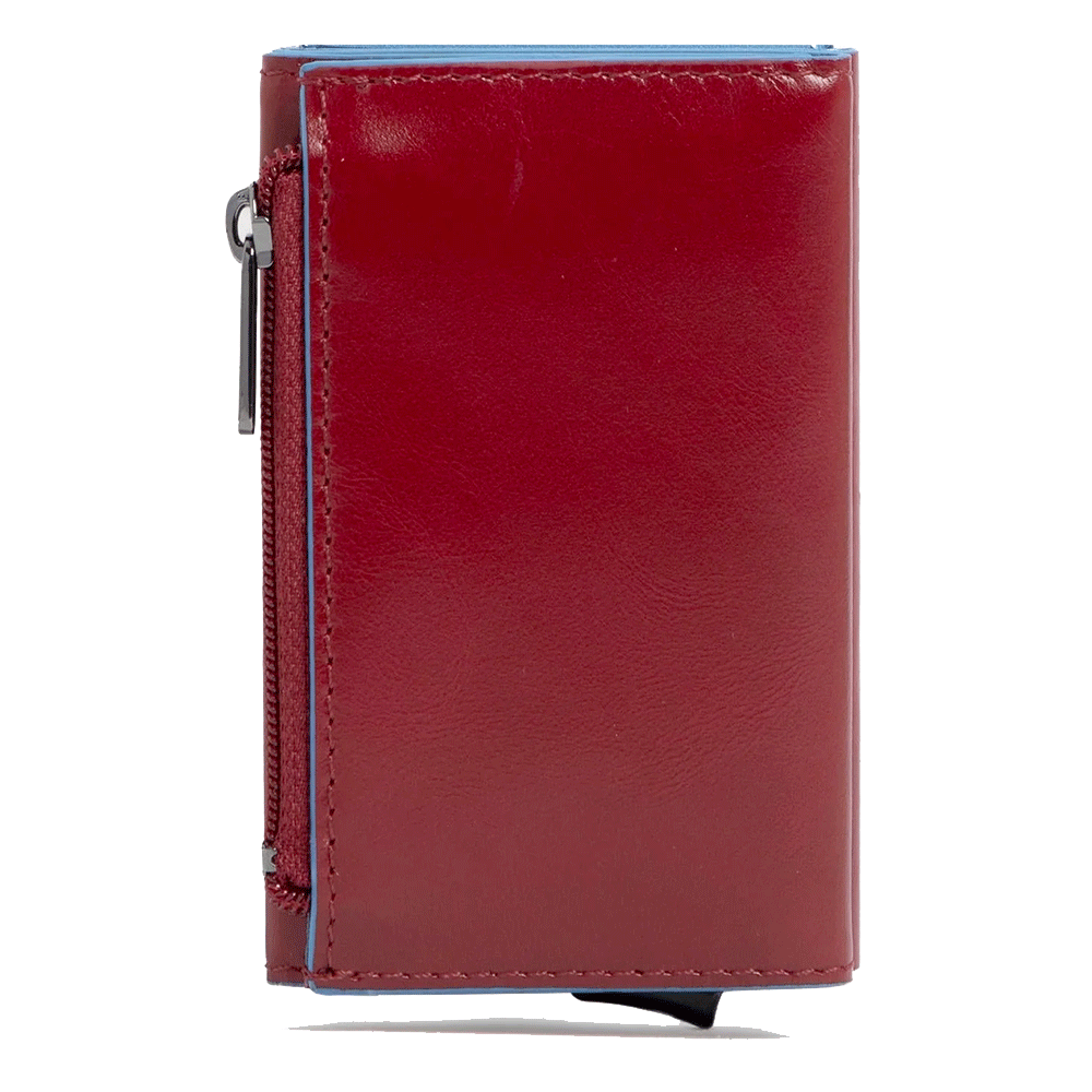 Portacarte PIQUADRO in Pelle e Alluminio con RFID Colore Rosso Linea Blue Square - PP5585B2BLR