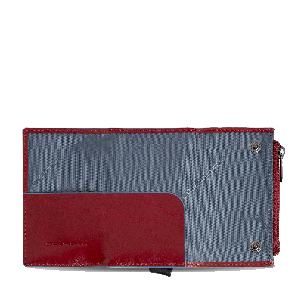 Portacarte PIQUADRO in Pelle e Alluminio con RFID Colore Rosso Linea Blue Square - PP5585B2BLR