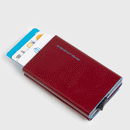 Portacarte PIQUADRO in Pelle e Alluminio con RFID Colore Rosso Linea Blue Square - PP5585B2BLR