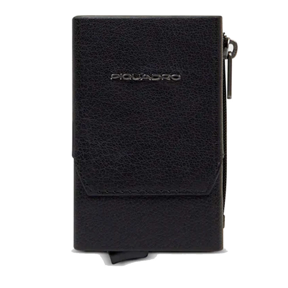 Portacarte PIQUADRO in Pelle e Alluminio con RFID Colore Nero Linea Solm - PP5585S141R