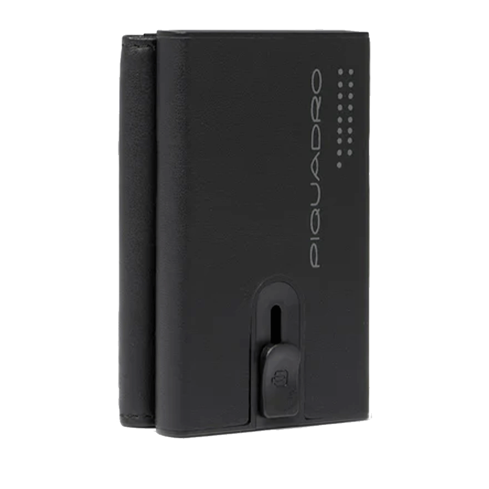 Portacarte PIQUADRO in Pelle e Alluminio con RFID Colore Nero Linea Urban - PP5585UB00R