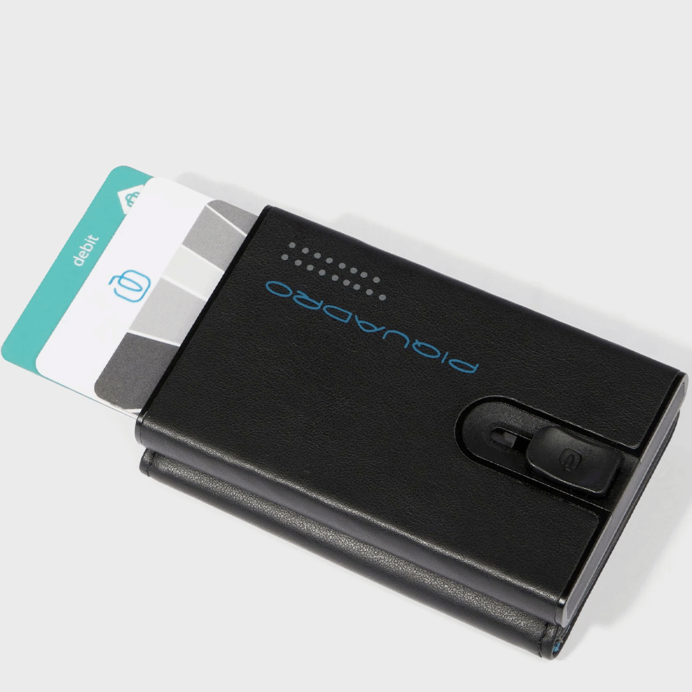 Portacarte PIQUADRO in Pelle e Alluminio con RFID Colore Nero - Grigio Linea Urban - PP5585UB00R
