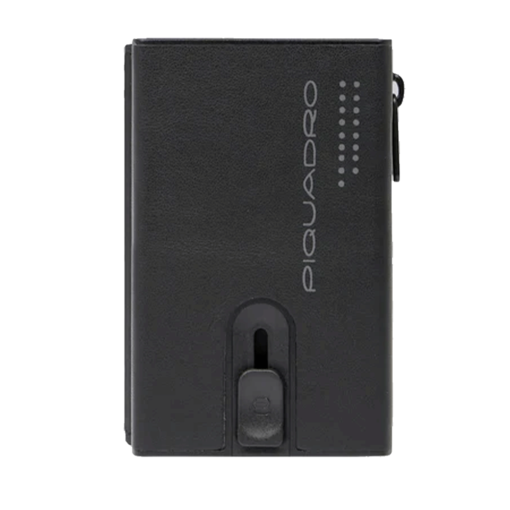 Portacarte PIQUADRO in Pelle e Alluminio con RFID Colore Nero Linea Urban - PP5585UB00R