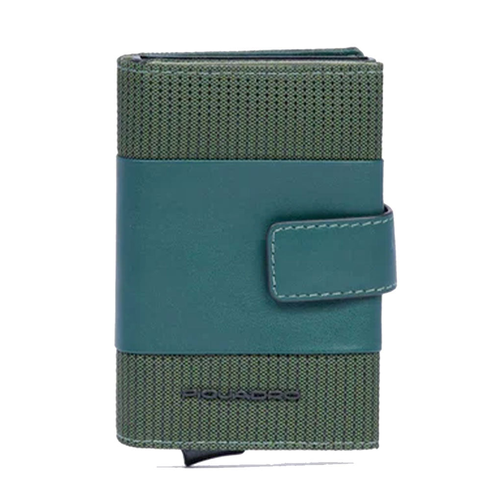 Portacarte PIQUADRO in Tessuto e Alluminio con RFID Colore Verde Linea Pq - Earth - PP5649S137R