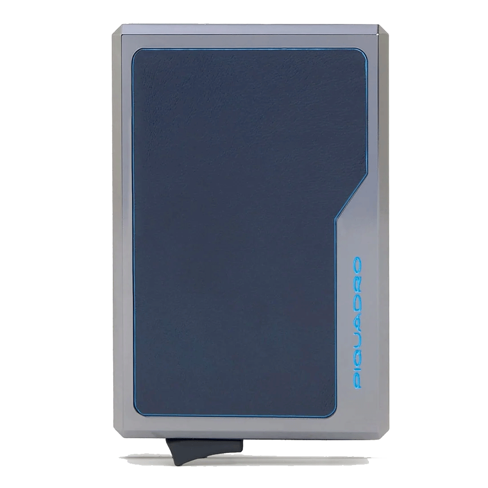 Portacarte PIQUADRO MagSafe in Alluminio e Pelle con RFID Colore Blu - PP7072B2R