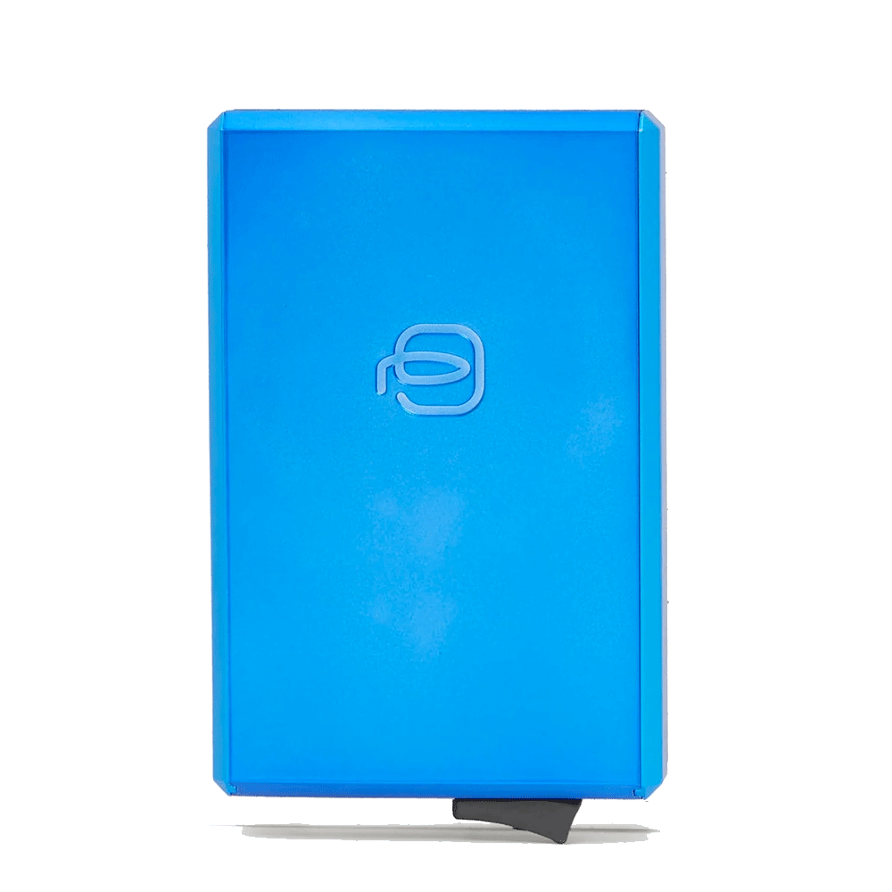 Portacarte PIQUADRO MagSafe in Alluminio e Pelle con RFID Colore Blu - PP7072S145R