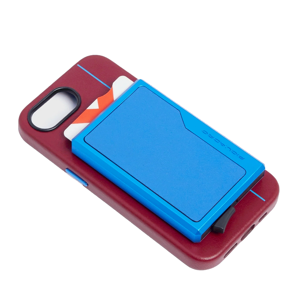 Portacarte PIQUADRO MagSafe in Alluminio e Pelle con RFID Colore Blu - PP7072S145R