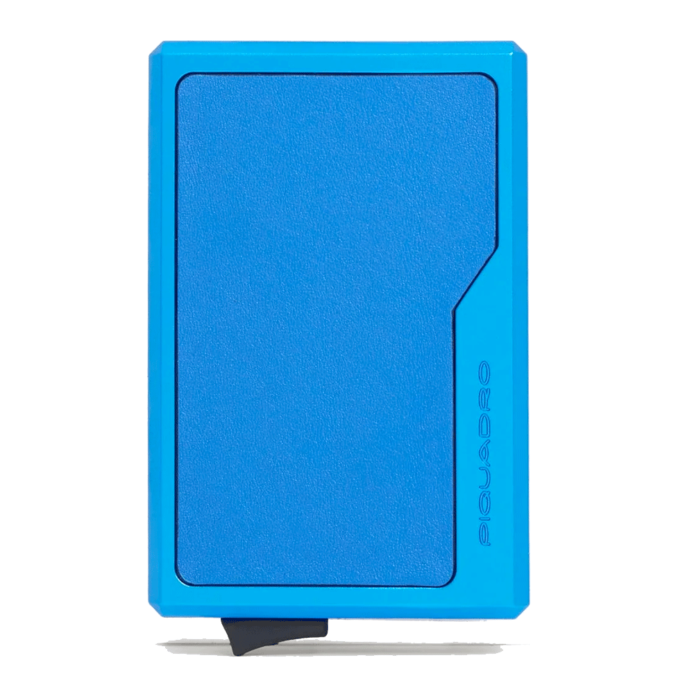 Portacarte PIQUADRO MagSafe in Alluminio e Pelle con RFID Colore Blu - PP7072S145R