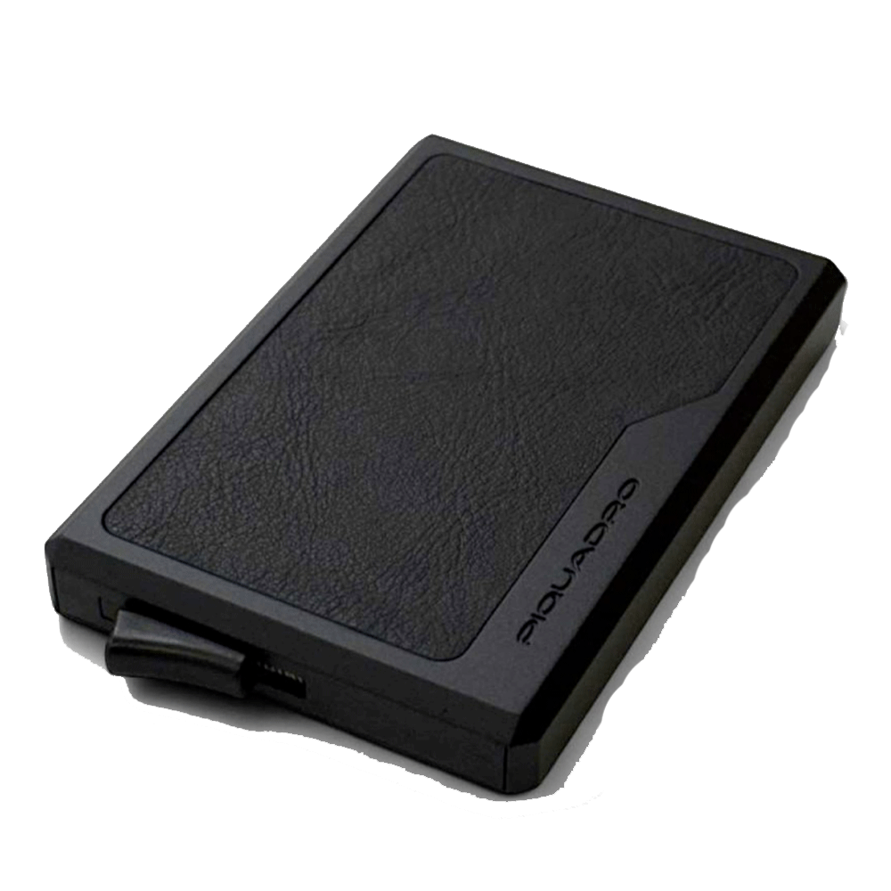 Portacarte PIQUADRO MagSafe in Alluminio e Pelle con RFID Colore Nero - PP7072S145R