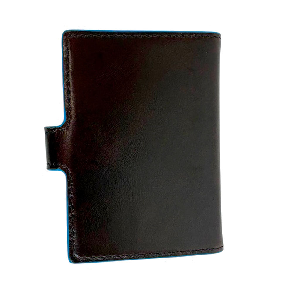 Portafoglio Uomo Verticale MagSafe PIQUADRO in Pelle Mogano Linea Blue Square - PP7199B2R