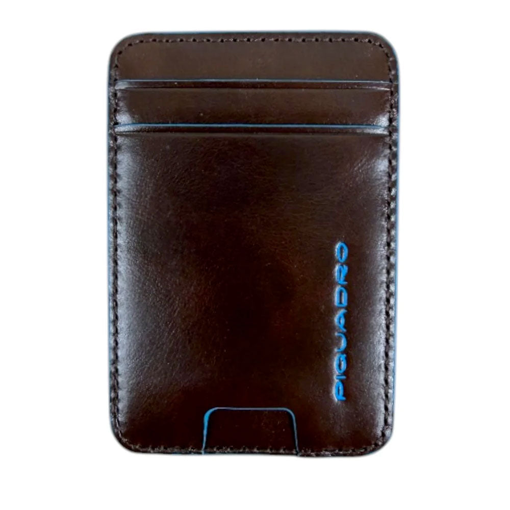Portacarte PIQUADRO MagSafe in Pelle con RFID Colore Mogano Linea Blue Square - PP7200S145R