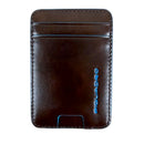 Portacarte PIQUADRO MagSafe in Pelle con RFID Colore Mogano Linea Blue Square - PP7200S145R