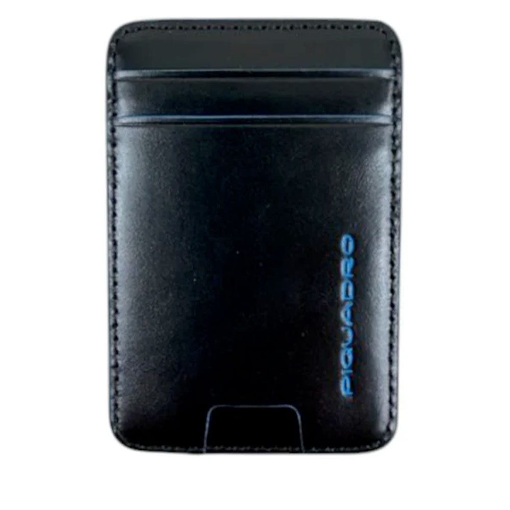 Portacarte PIQUADRO MagSafe in Pelle con RFID Colore Nero Linea Blue Square - PP7200S145R