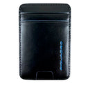 Portacarte PIQUADRO MagSafe in Pelle con RFID Colore Nero Linea Blue Square - PP7200S145R