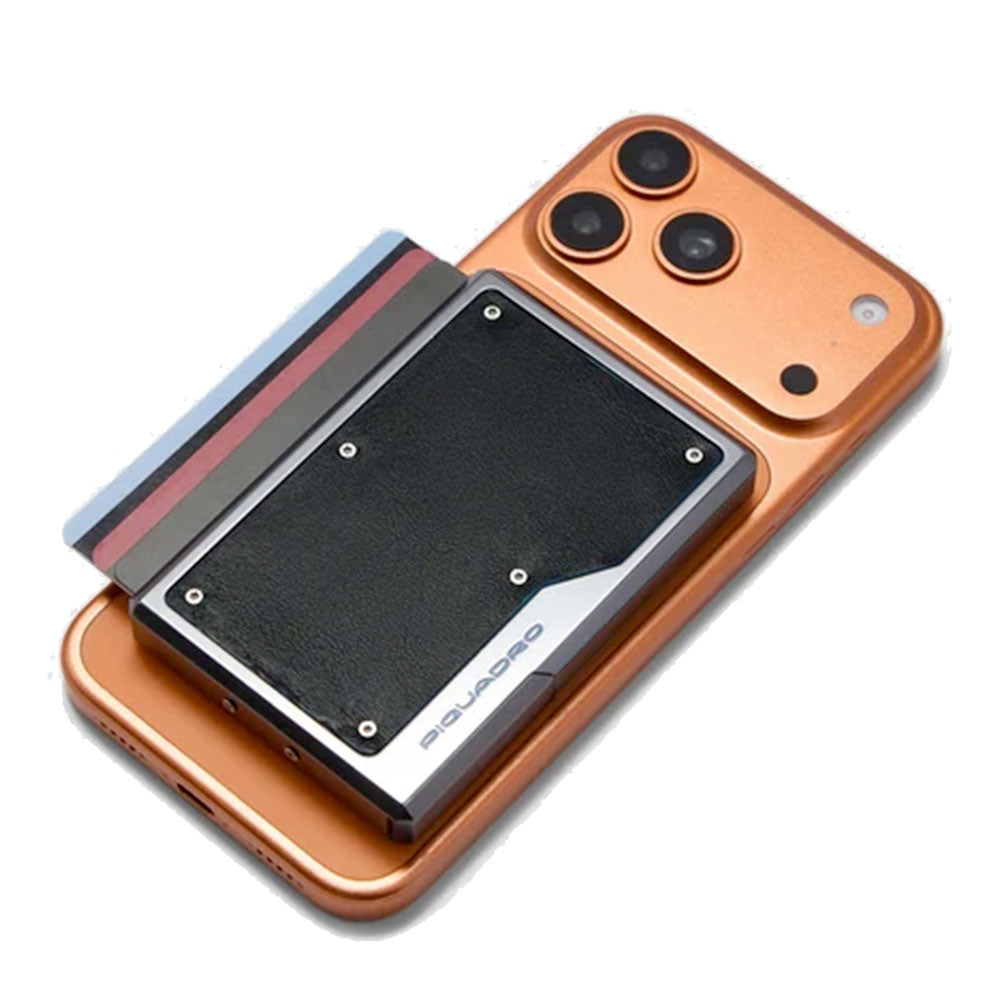 Portacarte PIQUADRO MagSafe in Alluminio e Pelle Colore Nero - PP7201B2R