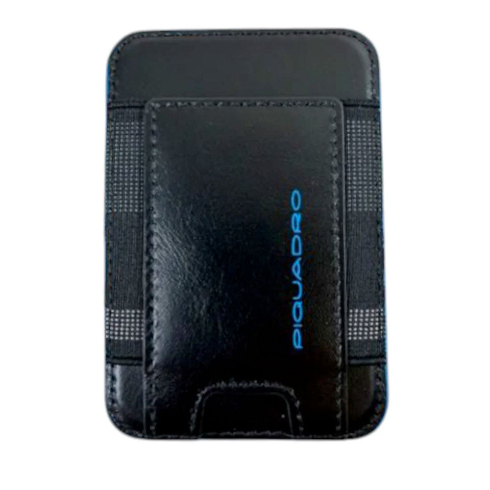 Portacarte PIQUADRO MagSafe in Pelle con RFID Colore Nero Linea Blue Square - PP7285B2R