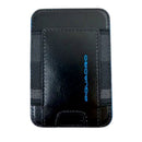 Portacarte PIQUADRO MagSafe in Pelle con RFID Colore Nero Linea Blue Square - PP7285B2R
