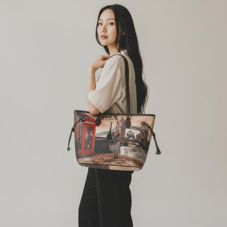 Borsa Donna Y NOT a Spalla YES-319 Stampa London Bridge