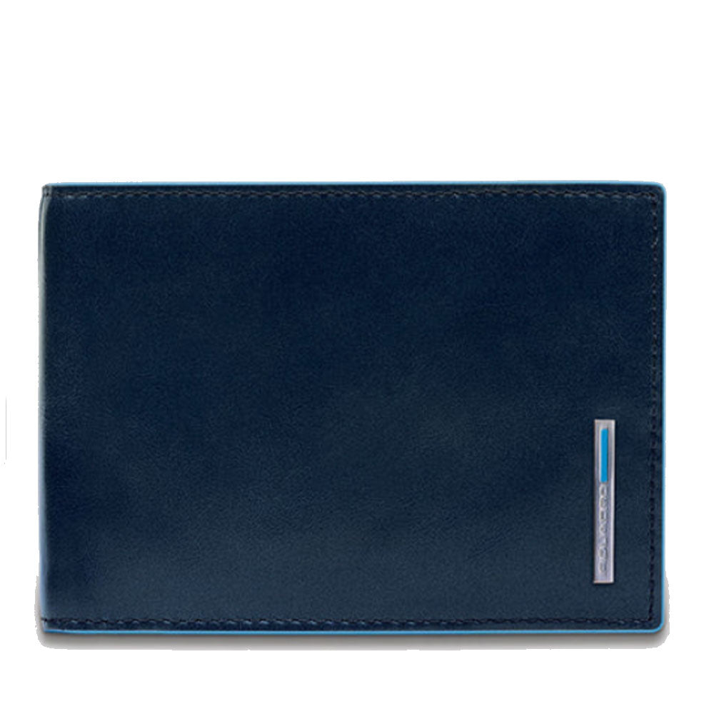 PIQUADRO Herren-Geldbörse mit Klappe und Münzfach aus blauem Leder Blue Square Line – PU1392B2R