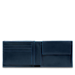 Portafoglio Uomo con Pattina e Portamonete PIQUADRO in Pelle Blu Linea Blue Square - PU1392B2R