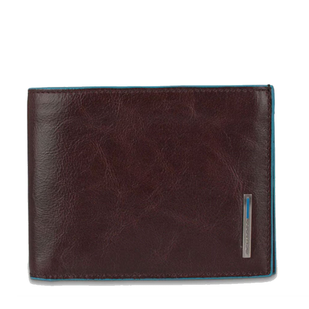 Portafoglio Uomo con Pattina e Portamonete PIQUADRO in Pelle Mogano Linea Blue Square - PU1392B2R
