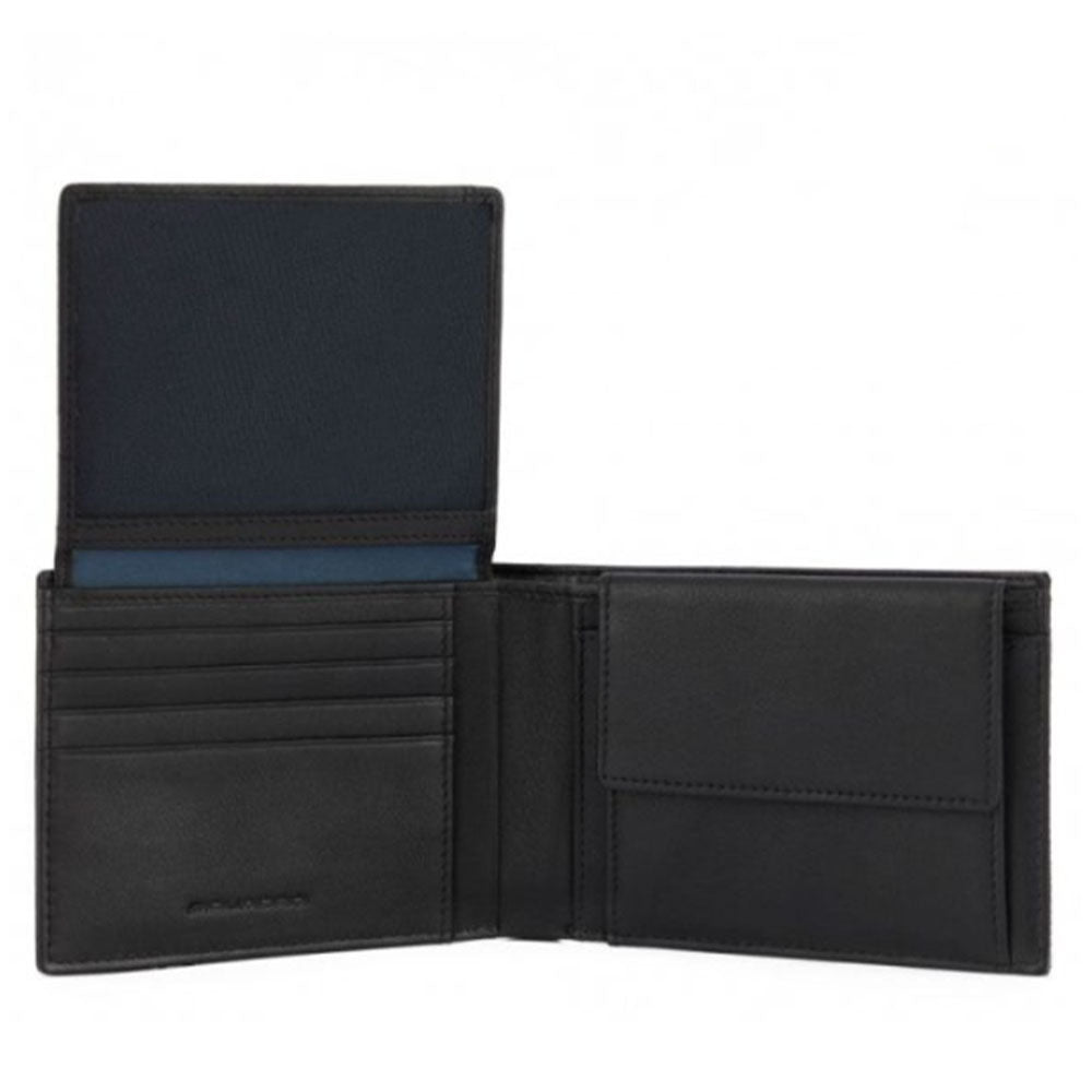 Portafoglio Uomo PIQUADRO  in Tessuto e Pelle Nera con Pattina Linea Woody - PU1392S117R