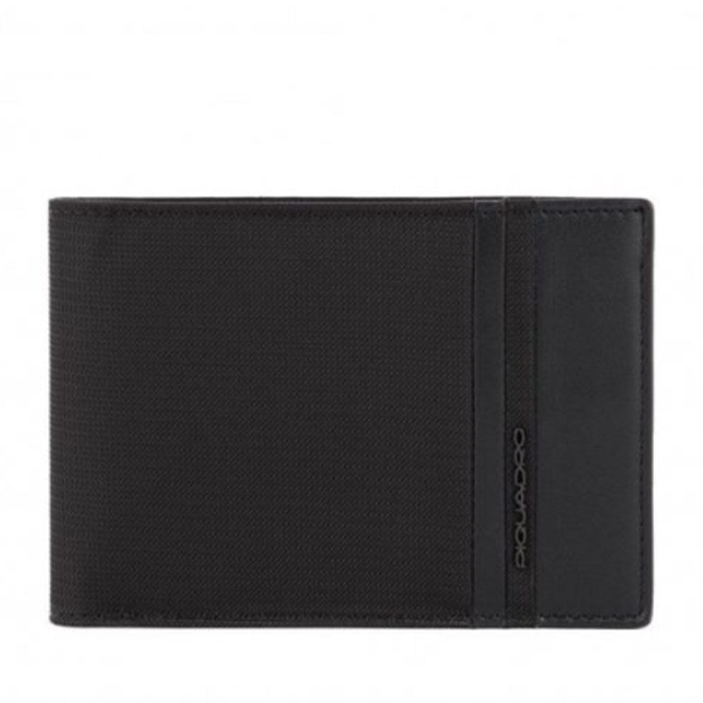 Portafoglio Uomo PIQUADRO  in Tessuto e Pelle Nera con Pattina Linea Woody - PU1392S117R