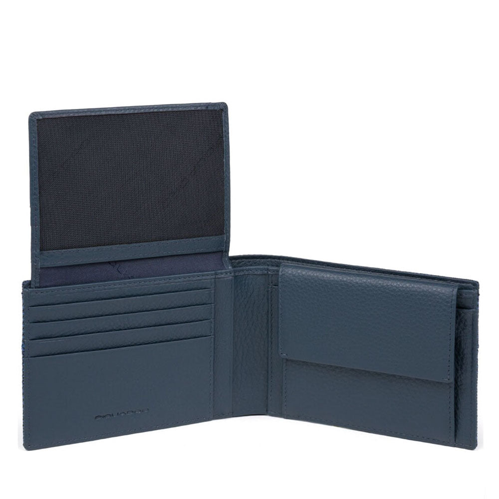 Portafoglio Uomo con Pattina PIQUADRO in Tessuto e Pelle Blu - PU1392W109R