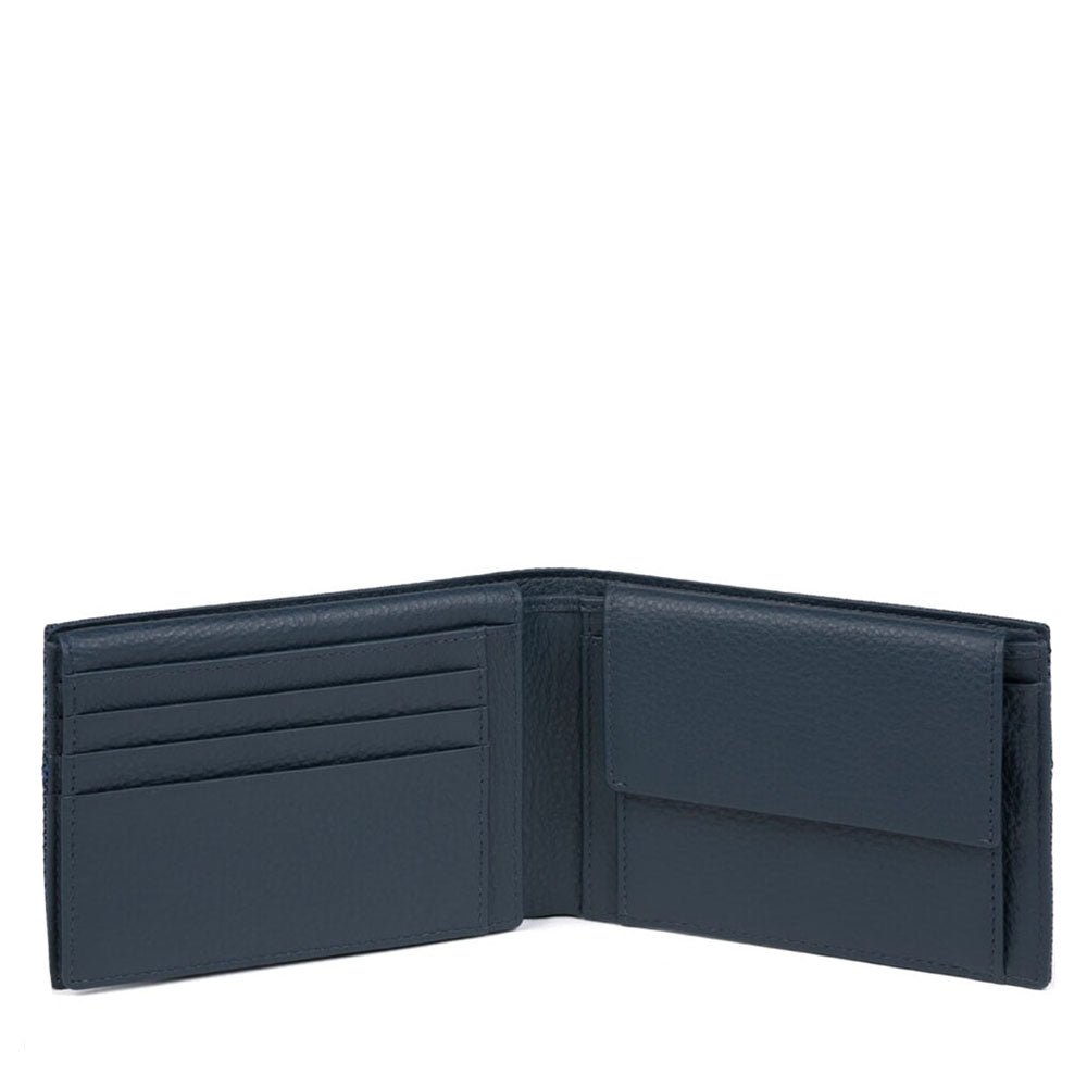 Portafoglio Uomo con Pattina PIQUADRO in Tessuto e Pelle Blu - PU1392W109R
