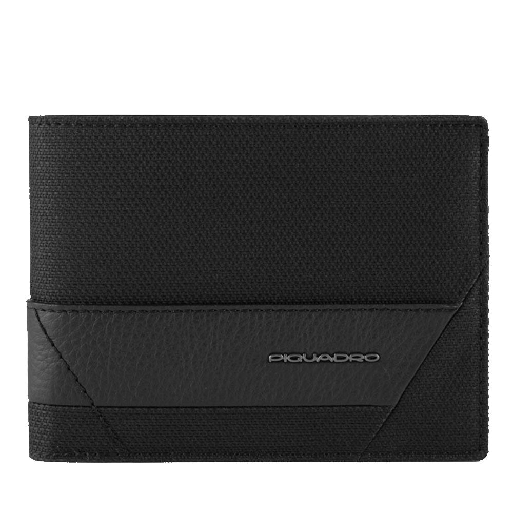 Portafoglio Uomo con Pattina PIQUADRO in Tessuto e Pelle Colore Nero - PU1392W109R