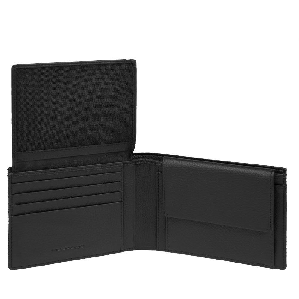 Portafoglio Uomo con Pattina PIQUADRO in Tessuto e Pelle Colore Nero - PU1392W109R