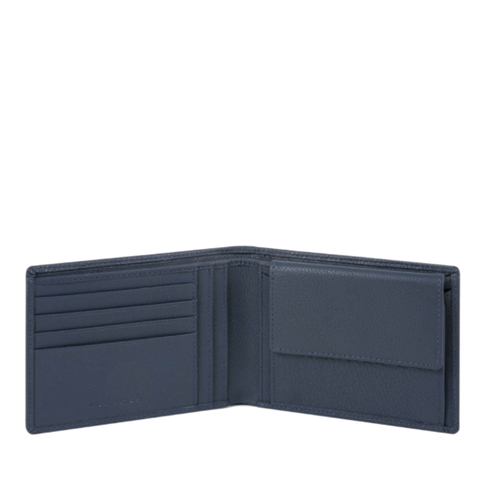 Portafoglio Uomo PIQUADRO con Portamonete in Pelle Blu Linea Akron - PU257AOR