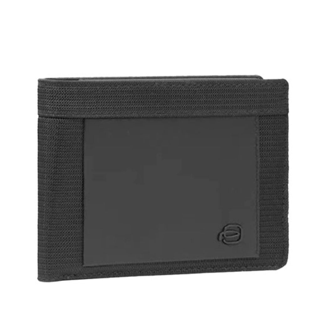Herren-Geldbörse PIQUADRO mit Münzfach aus Stoff und Leder in Schwarz Modell Orion - PU257S136R