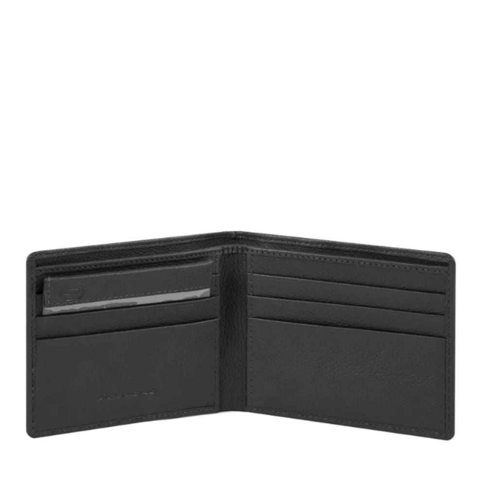 Portafoglio Uomo con Portacarte PIQUADRO In Pelle Nera Linea Akron - PU3891AOR